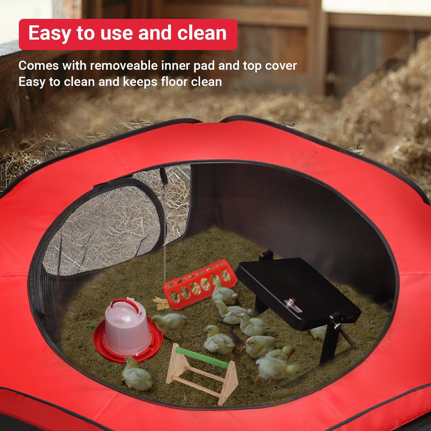 FAMIROSA Brooder Box for Chicks Starter Kit, Pop up Chicken Brooders, Collapsible Chicken Brooder Supplies, Breathable Brooding Box/Pen/Playpen/Pet Cage/Tent for Duck, Quail, Rabbits