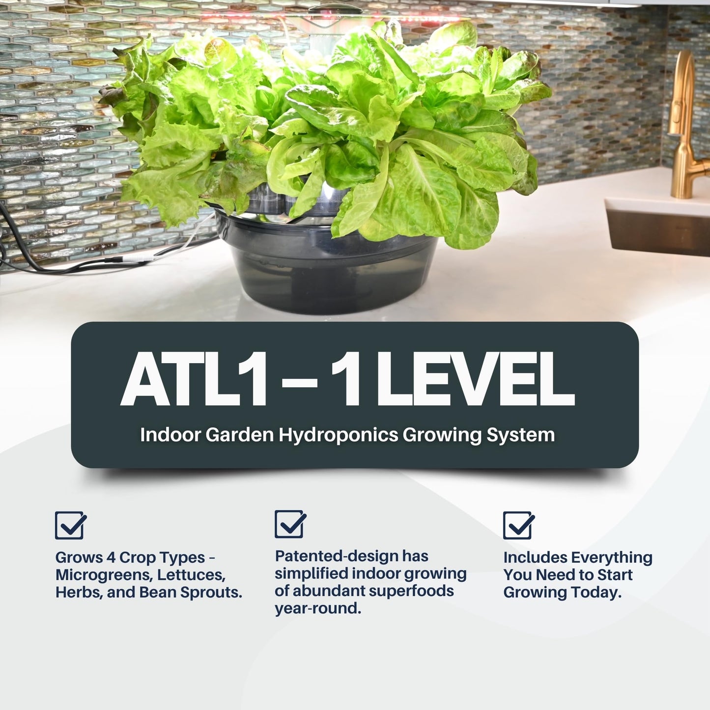 AQUATREE ATL1 Hydroponic Growing System Kit Garden Indoor Tabletop Garden Planter Tower with Self Watering & LED Light - Hydroponic Microgreens, Lettuce, Herbs, Sprouts in Your Home & Kitchen