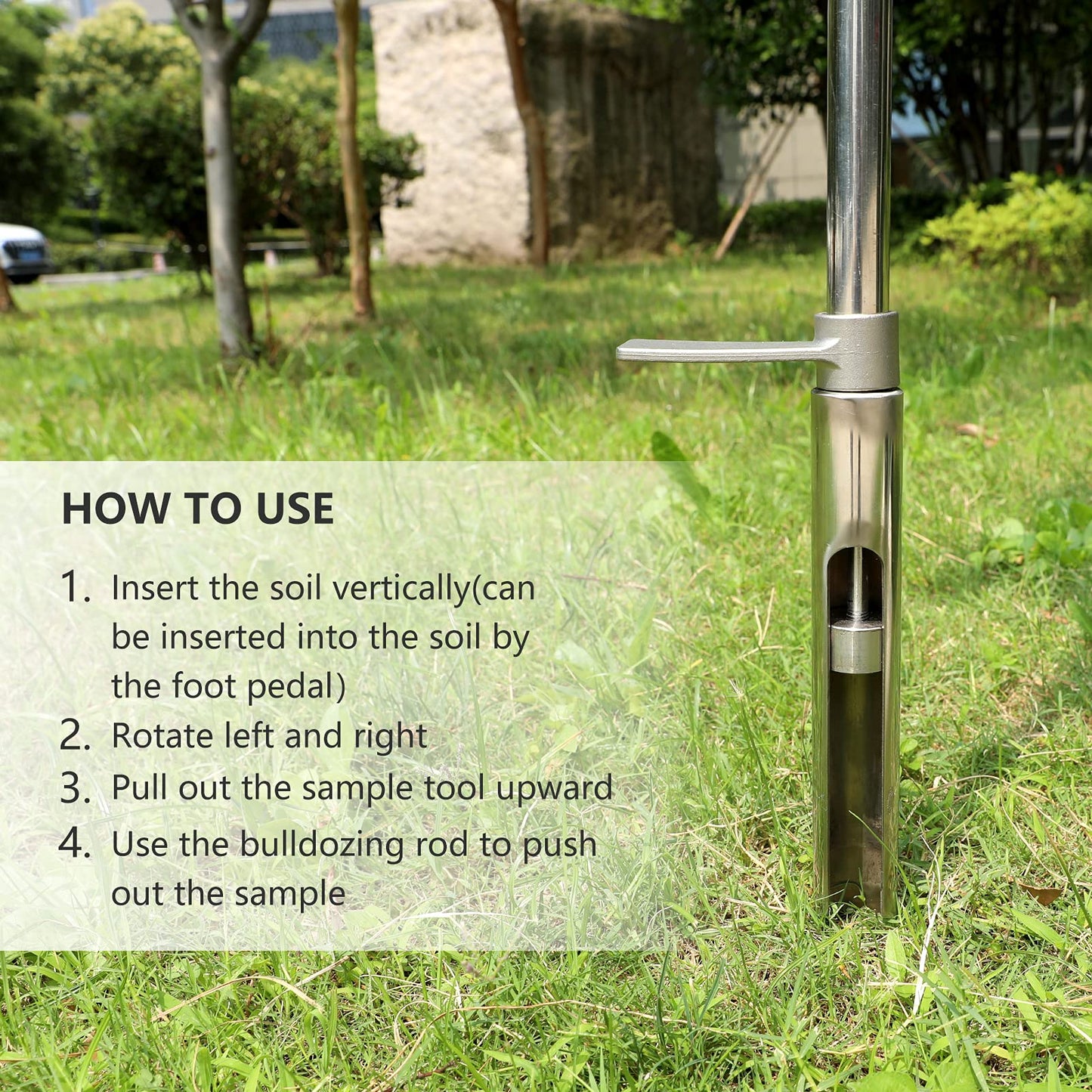 LAKAGO HOMIER 40"(1 Meter) Soil Sampler Probe 304 Stainless Steel with Ejector and Foot Pedal