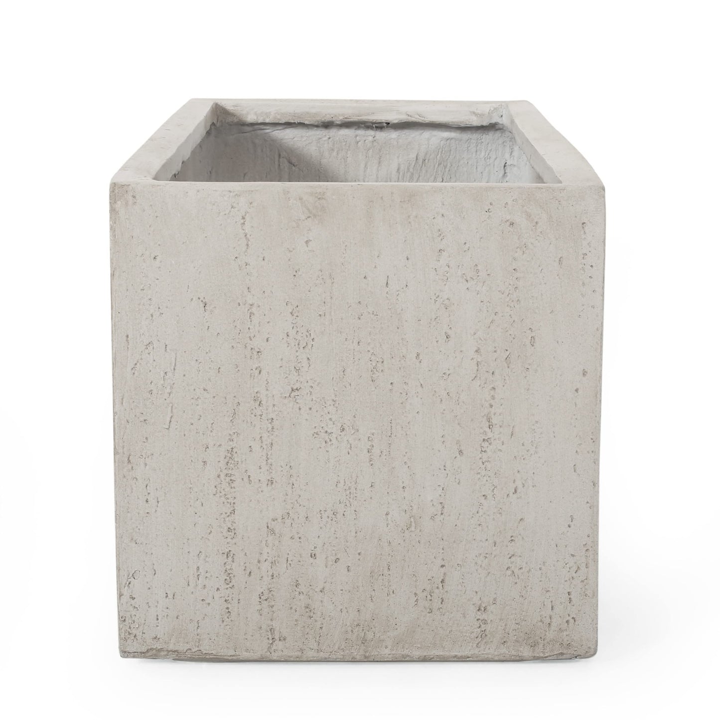Vanessa Outdoor Modern Medium Cast Stone Rectangular Planters (Set of 2), White