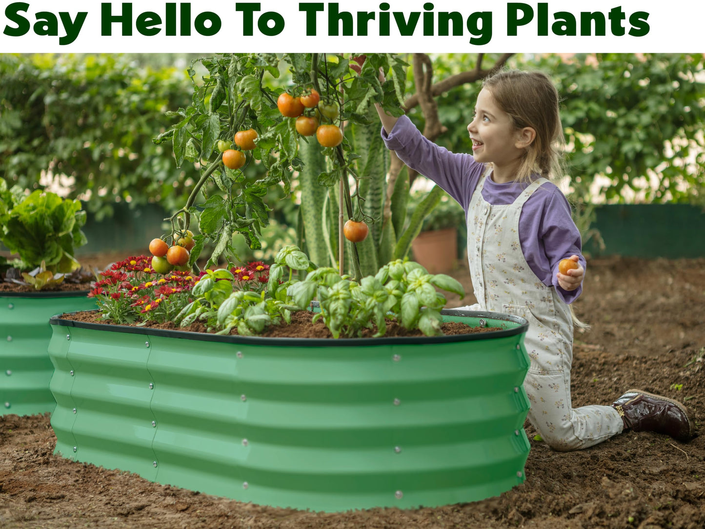 Galvanized Raised Garden Beds Outdoor // 4×2×1 ft & 8×2×2.5 ft Modular Planter Raised Beds for Gardening, Vegetables, Flowers // Large Metal Garden Box (Light Green)