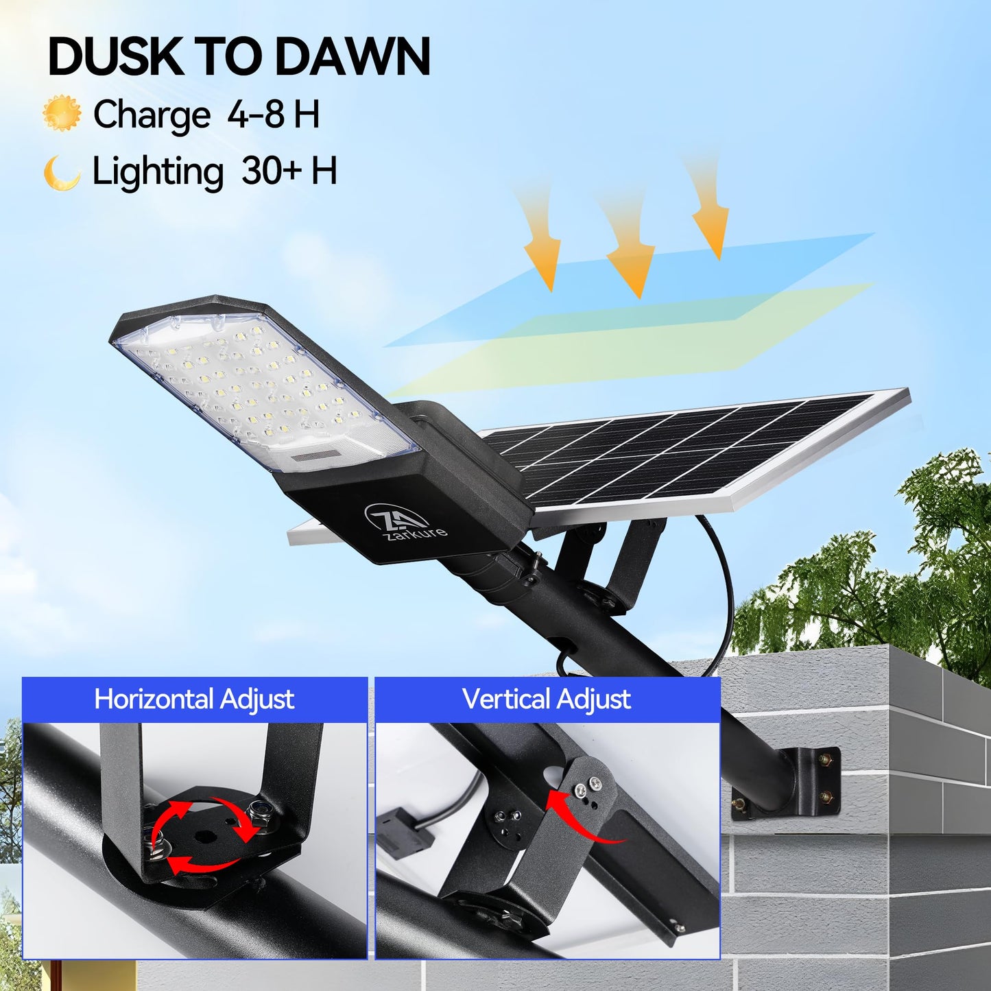 9500W Solar Street Lights Outdoor, 2PCS 40000mAh IP67 Waterproof Solar Security Flood Lights 7000K 450000LM Bright LED Beads Commercial Parking Light with Remote Control for Street, Court, Barn-Black