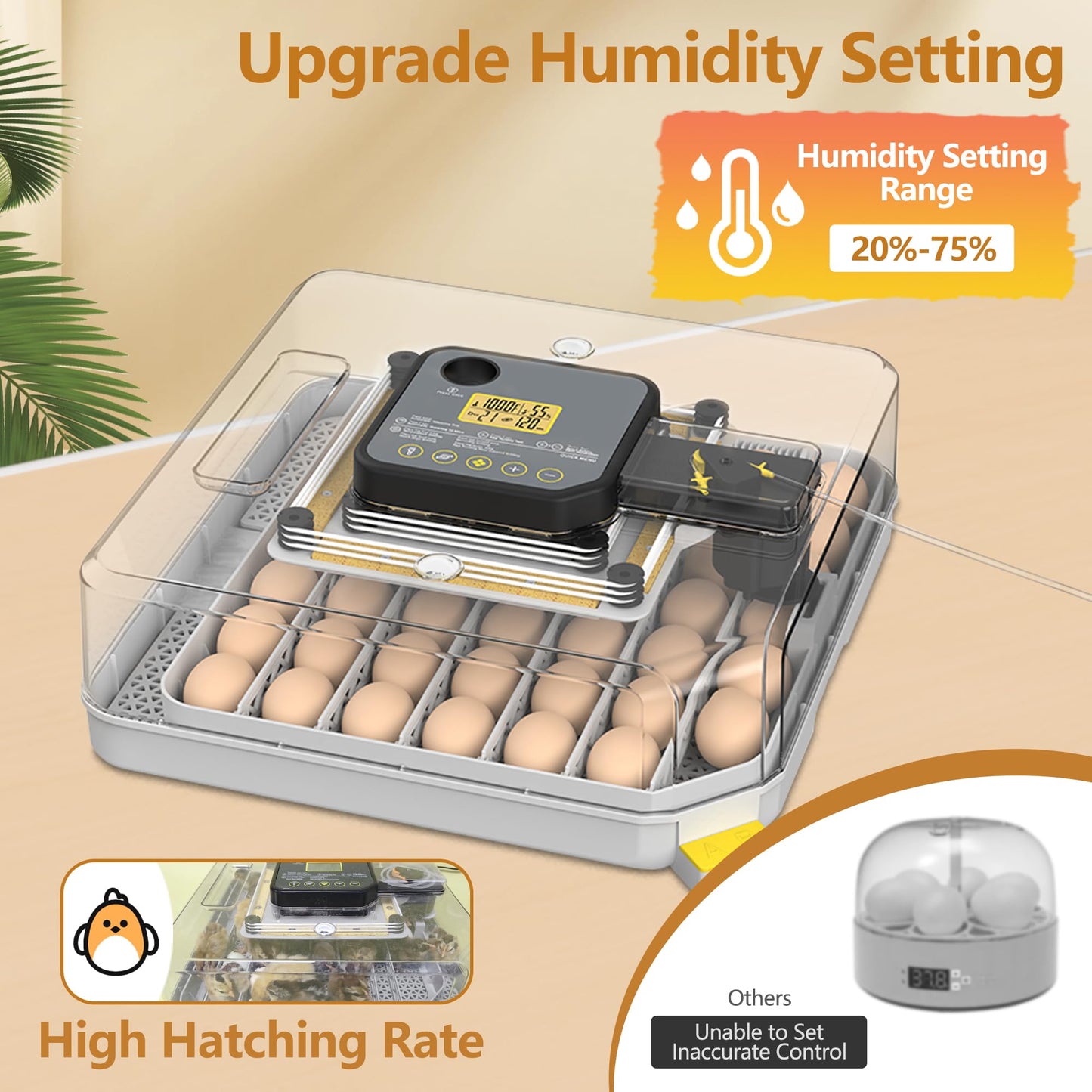 New Egg Incubator with Automatic Egg Turning and Humidity Control and Alarm, Incubators for Hatching Eggs at Home(Chicken, Goose, Bird, etc), with Display and 360° View, Backyard, Farm (Black-48 Eggs)
