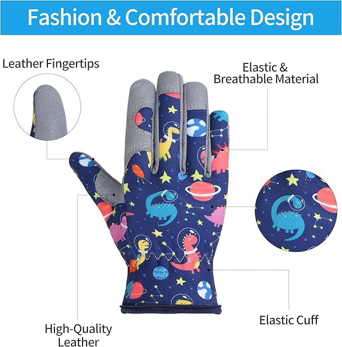 Baidast Gardening Gloves for Kids, Gardening Gloves for Kids (3-5 Years Old) Thorn Proof for Digging, Planting,Pruning