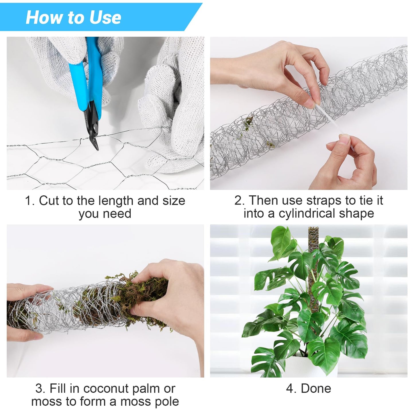 Chicken Wire Mesh 13.7 in x 157 in Silver Floral Chicken Wire Poultry Netting Hexagonal Galvanized PVC Coated Wire Mesh for Floral Arrangements Craft with 30 Zip Ties, Glove and Wire Cutting Pliers
