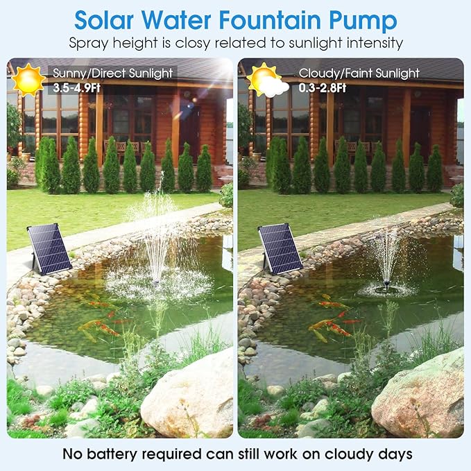 POPOSOAP Solar Water Fountain Pump, 12W Solar Water Pump with Dry Run, Solar Powered Water Pump with Clear Tubing & 17Ft Cord Length for Ponds, Fish Tank, Garden, Waterfall, Hydroponics