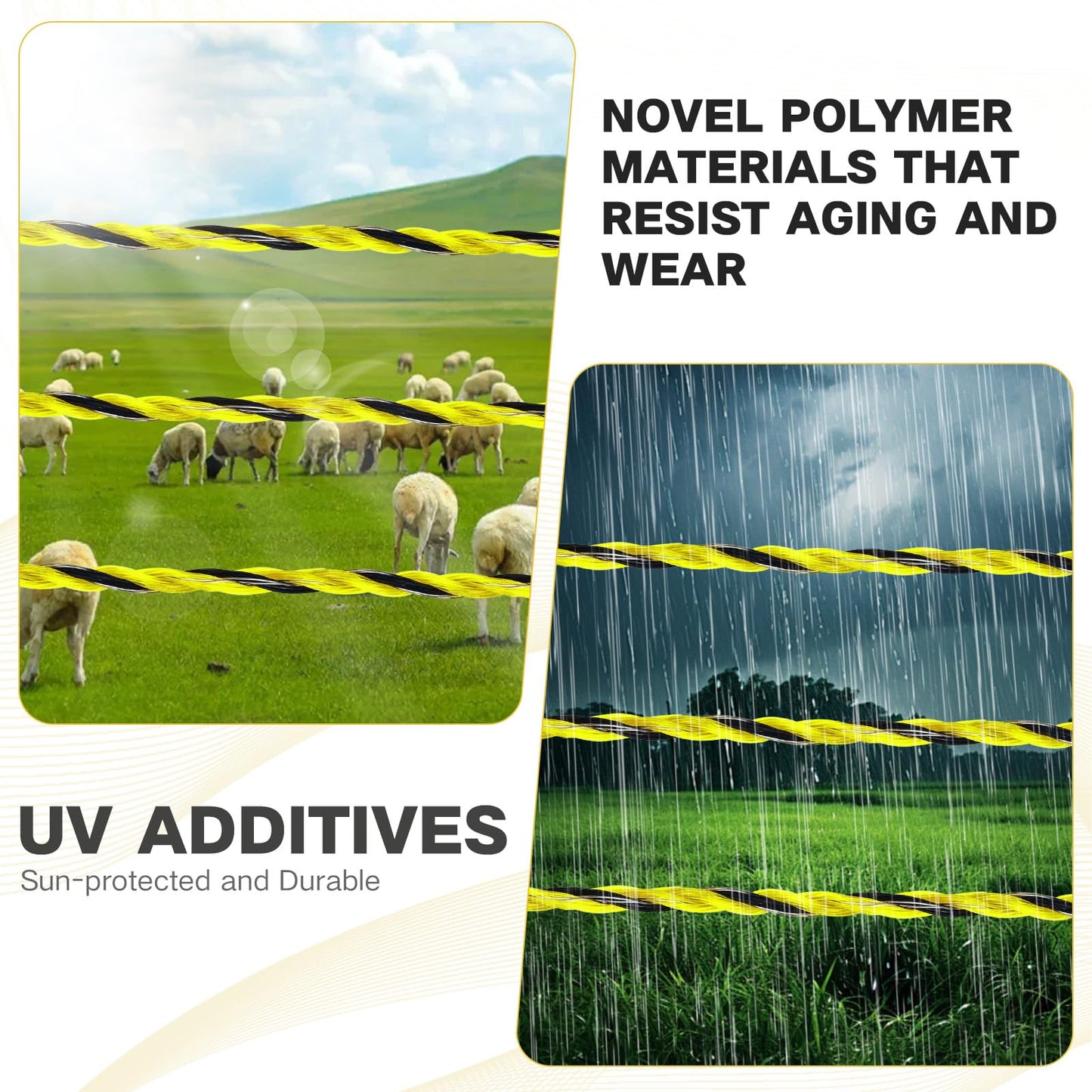 BESTEEL Upgraded Electric Fence Poly Wire 1650 Feet 500 Meters, 1/8" Diameter Portable Electric Fencing Polywires, 6 Stainless Steel Strands for Reliable Conductivity and Rust Resistance UV Resistant