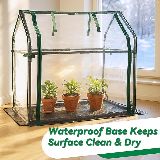 Gardzen Mini Greenhouse with Waterproof Base, Indoor/Outdoor Tabletop Greenhouse for Seed Starting, Plant Protection, Gardening & Winter Shelter, 36.2"(L) x18.9(W) x33.3(H)