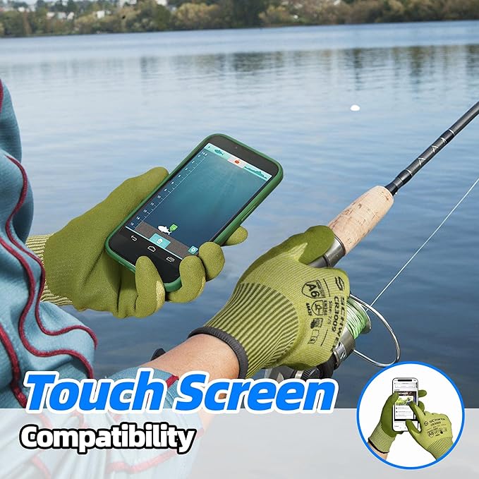 Schwer 120 Pairs ANSI A6 Cut Resistant Fishing Gloves, CR3009 Touchscreen Compatible Work Gloves for Men and Women, Non Slip, Ideal for Fishing, Hunting, Hiking, Cycling, DIY and Outdoor Activities, L