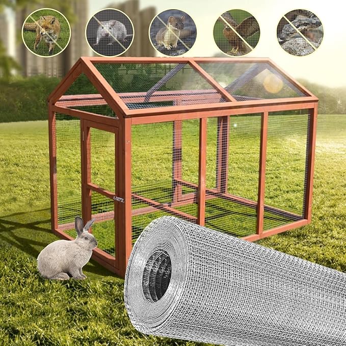Hardware Cloth 1/4 inch 12" x 33 ft, Galvanized 23 Guage Wire Hardware Mesh, Welded Chicken Wire Fence Fencing Roll for Chicken Coop Wire, Rabbit Cage Wire, Poultry and Animal Cage Netting Screen