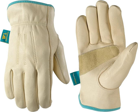 Wells Lamont Women's Water-Resistant Leather Work Gloves | Puncture Resistant, Reinforced, HydraHyde | Medium (1167M)