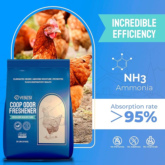 Chicken Coop Deodorizer – Natural Zeolite Odor Eliminator & Moisture Absorber – Coop Refresher for Poultry Bedding, Nesting Boxes, Runs & Small Animal Enclosures – 100% Natural, Compost-Safe Formula