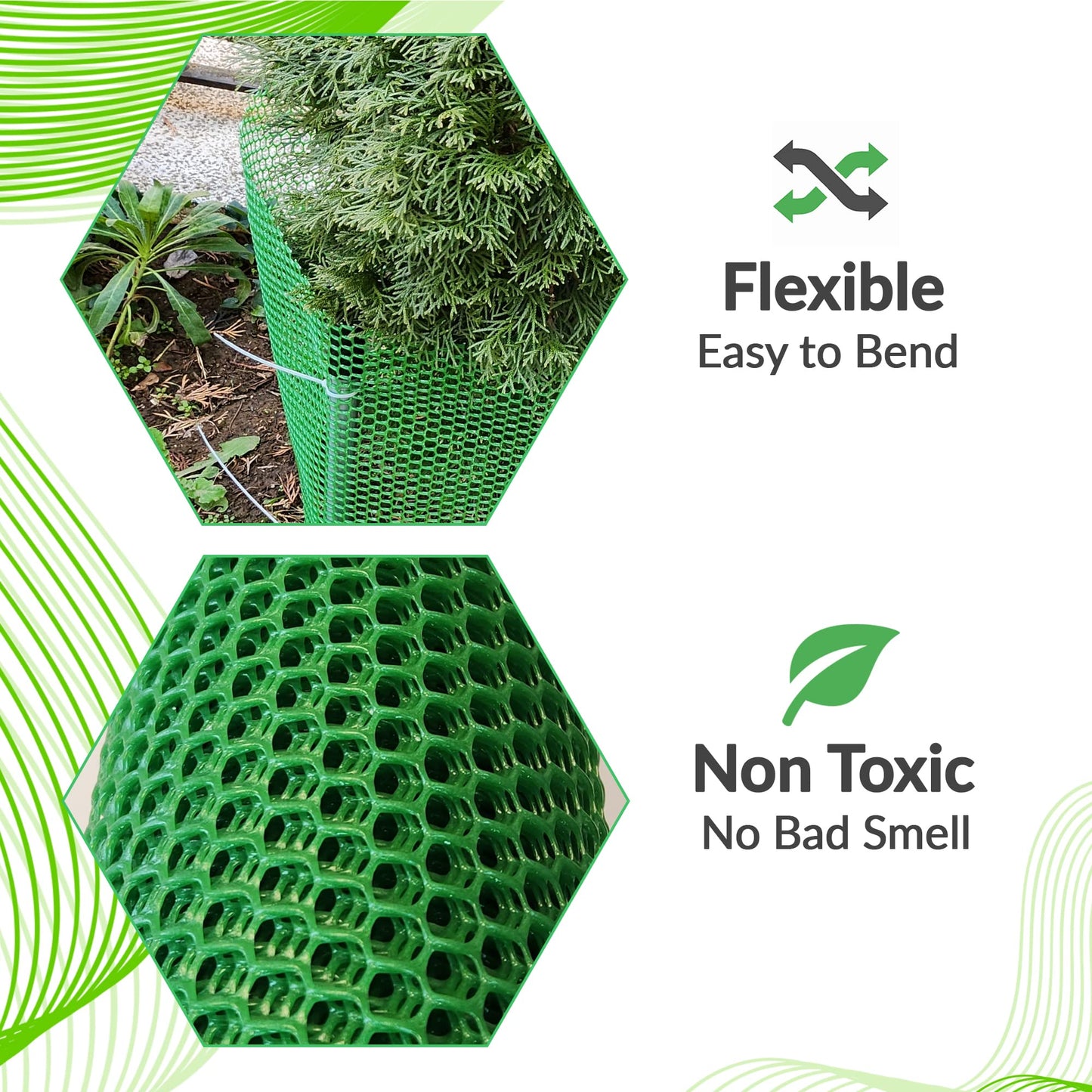 QueenBird Green Plastic Wire Mesh Fence 15.7IN x 10FT Roll - Ideal for Poultry, Dogs, Rabbit, Snake Barrier & Gardening - Durable Plastic Chicken Wire Mesh - Versatile Plastic Fencing&Netting Solution