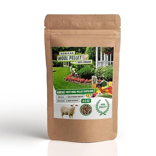 Wool Pellet Organic Fertilizer 3.5 oz, Made of Sheep Wool, Water Holding, Enhances Soil Health, Ideal for Fruits, Vegetables, Flowers, Indoor and Outdoor Plants - 1 Pack