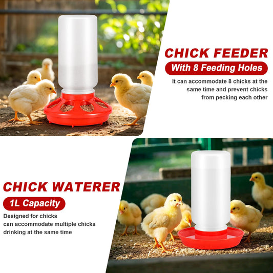 Chicken Brooder Box for Chicks, Brooder Box with Feeder and Waterer, Chick Starter Kit with Chick Perch for Small Poultry Ducks Quail