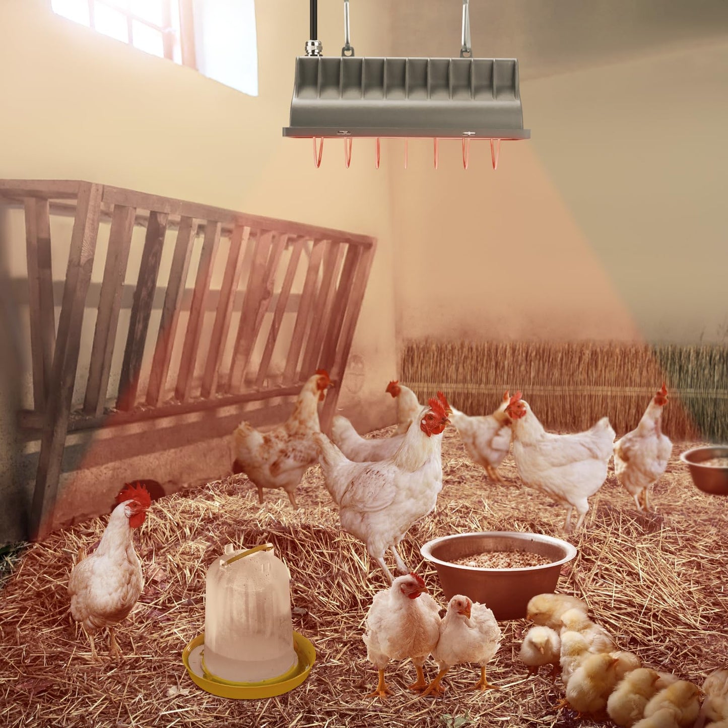 Chicken Coop Heat Lamp for Dog Kennel, Cat Bed, Reptiles & Incubators - 250W Adjustable Heat Lamp with 2 Heat Settings for Poultry, Livestock, and Pets
