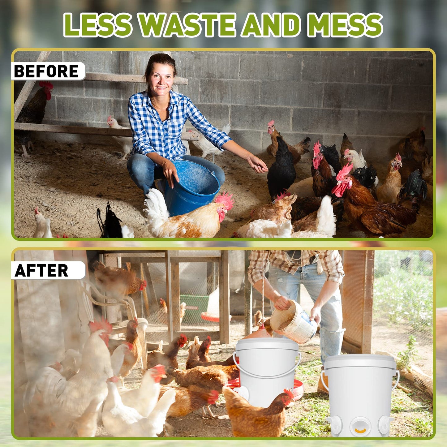 12 Pcs DIY Chicken Feeder Kit and 12 Pcs Chicken Water Cup Kit, Gravity Chicken Waterer Cup and Automatic Chicken Feeder Port Kit with Hole Saw, Poultry Feeder No Waste for Chicken Duck Bird Quail