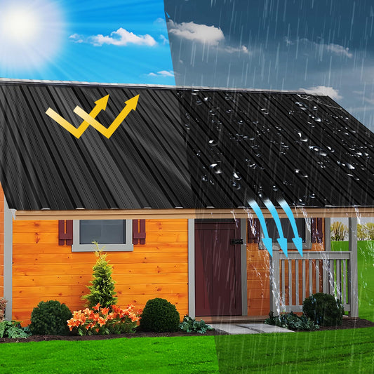 Metal Roofing Panels - Corrugated Galvanized Roof Panels Black 10 Pcs Waterproof Siding Panels for Outdoor House Storage Chicken Coop Patio Garages Sheds