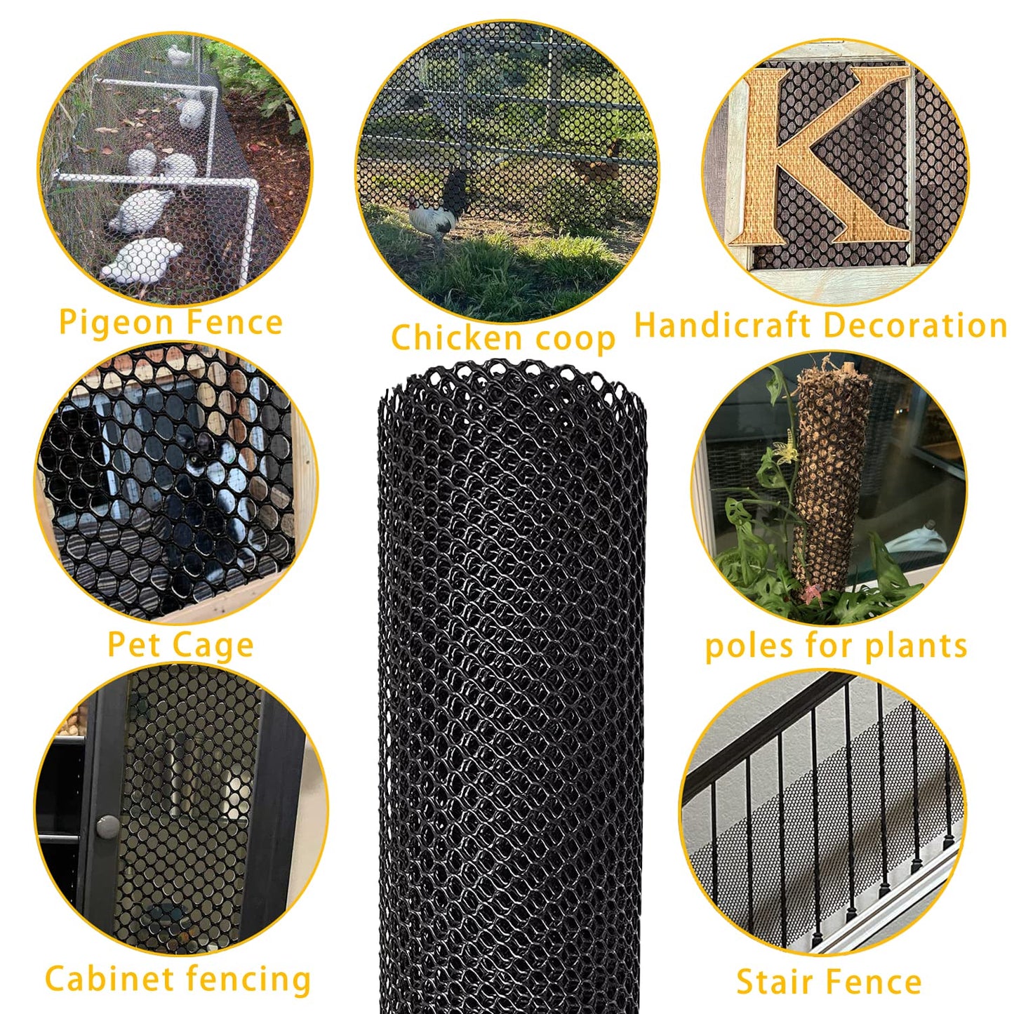 15.7IN x 10FT Plastic Wire Mesh Fence Chicken Mesh Fence for Dogs, Rabbits & Poultry - Chicken Netting - Plastic Fencing & Garden Netting Solution Snake Barrier - Balcony Netting for Pets