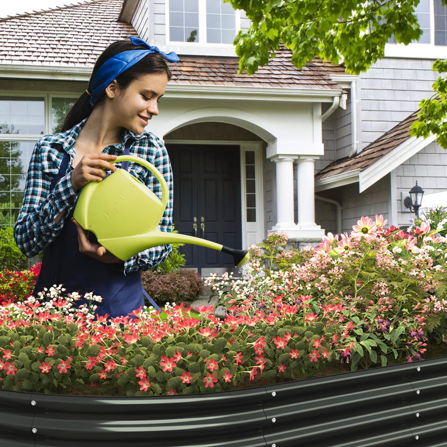 FRIZIONE 9FT(L)×3FT(W)×2FT(H) Galvanized Raised Garden Bed Outdoor, Metal Raised Garden Beds for Flower, Raised Planter Box Outdoor for Herb, Vegetable-Gray