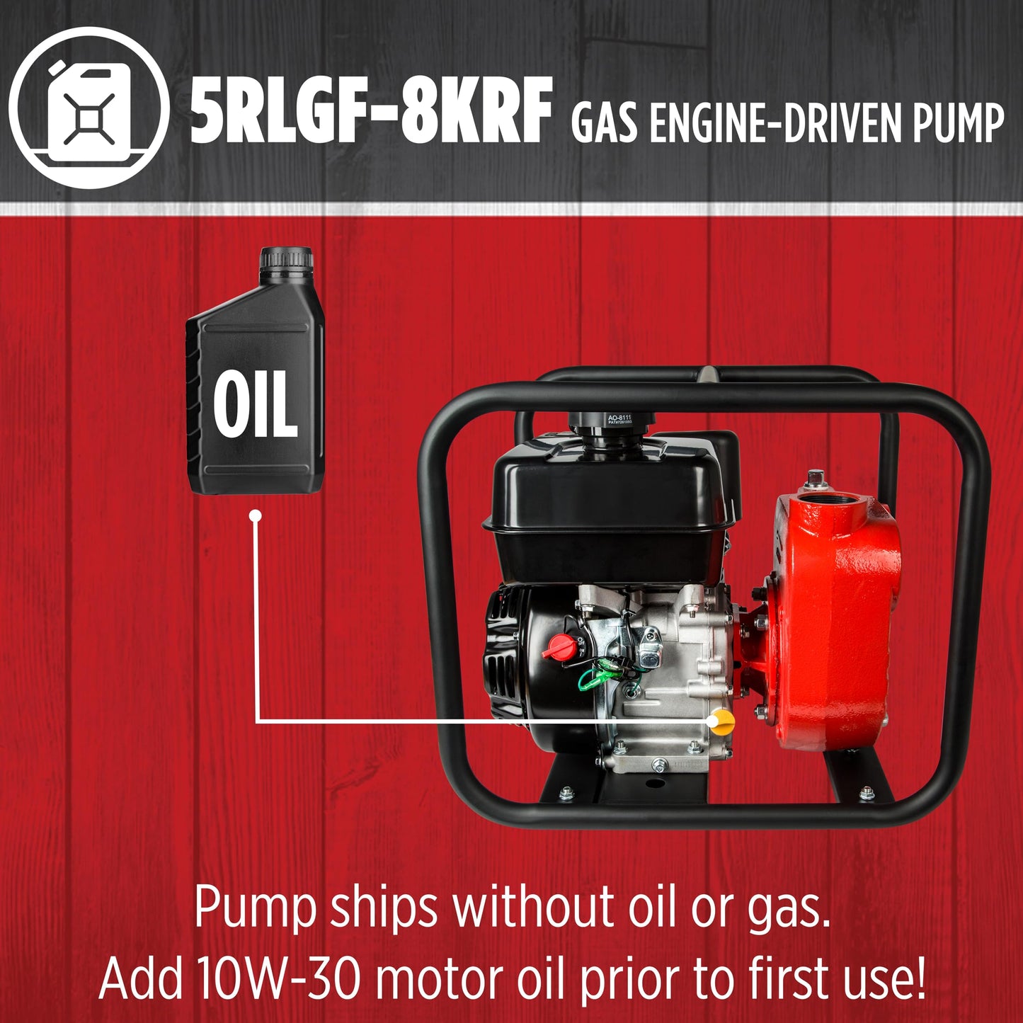 Red Lion 5RLGF-8KRF 196cc, 170 GPM, Cast Iron Kohler Gas Engine-Driven Agricultural Chemical Transfer Pump, Red, 617032