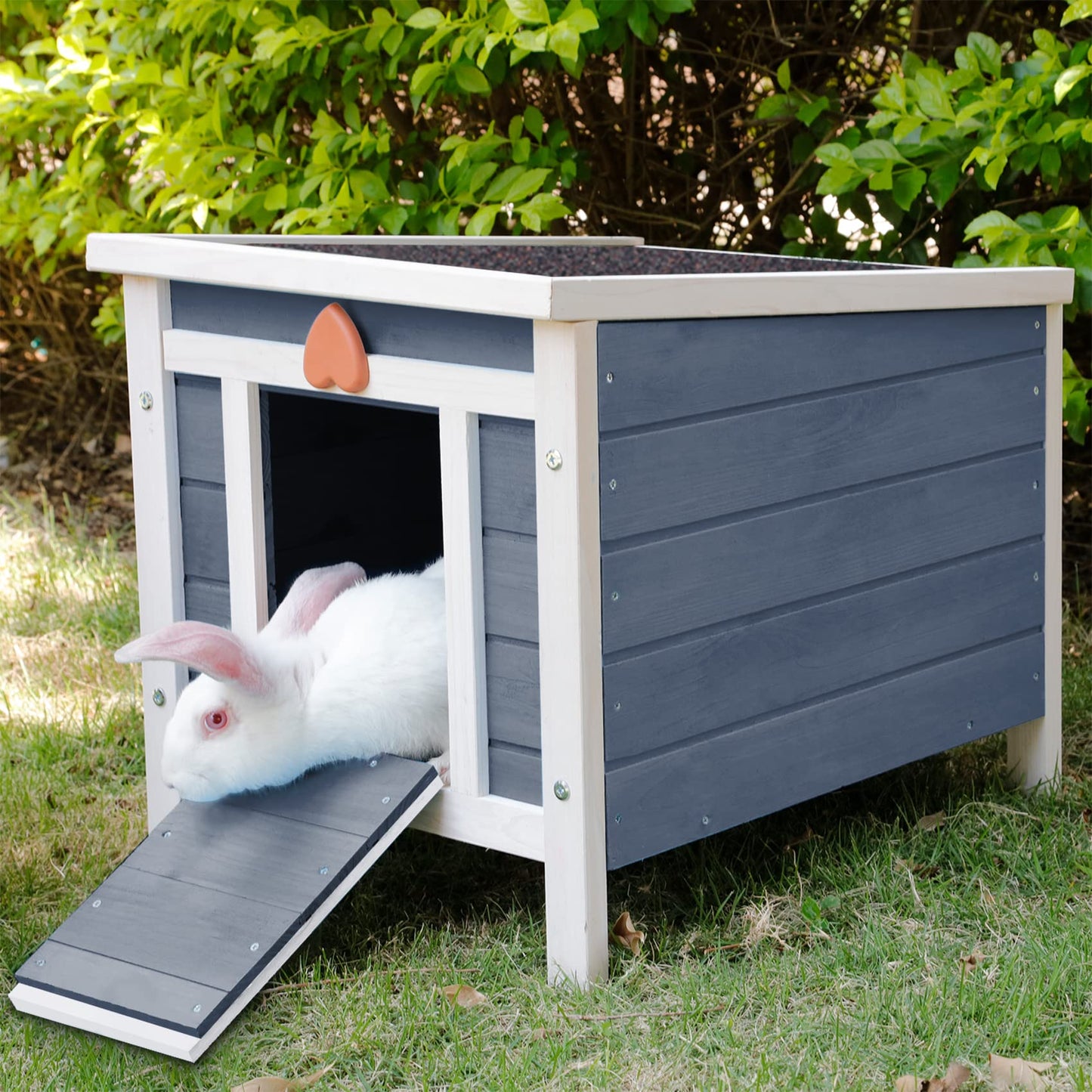 Rockever Outdoor Cat House,Outdoor cat Houses for Feral Cats Weatherproof Rabbit Hutch Small, Wooden Small Pet House and Habitats-Blue
