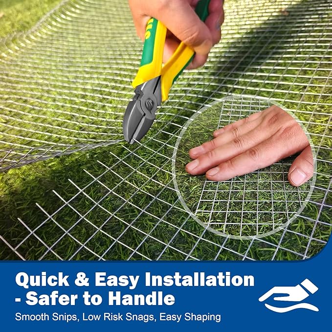 Galvanizing Hardware Cloth, Chicken Wire Mesh 1/2 inch 48in x 100ft, Chicken Wire Fence Rolls for Garden Plants, for Chicken Coops and Pet Fences Heavy Duty Cutting Pliers and Gloves
