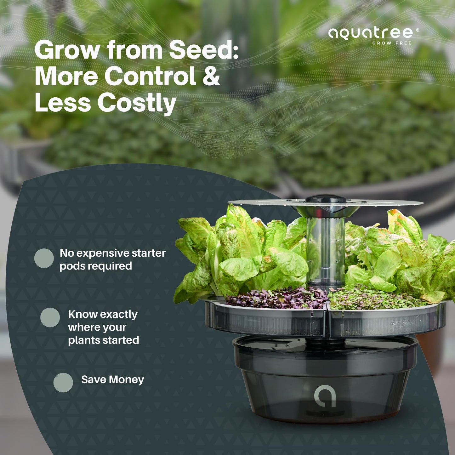 AQUATREE ATL1 Hydroponic Growing System Kit Garden Indoor Tabletop Garden Planter Tower with Self Watering & LED Light - Hydroponic Microgreens, Lettuce, Herbs, Sprouts in Your Home & Kitchen