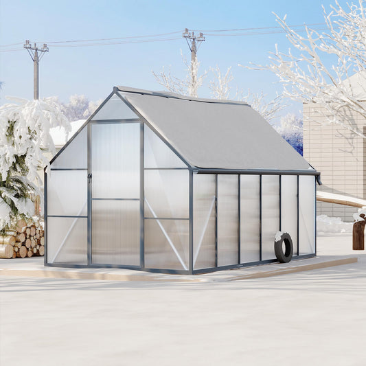 HarmonyHealth Outdoor Greenhouse, Aluminum-Framed Polycarbonate Greenhouse, Heavy Duty Polycarbonate Green House with Large Enhanced Aluminum Kit and Roof Vent, 6x7 FT