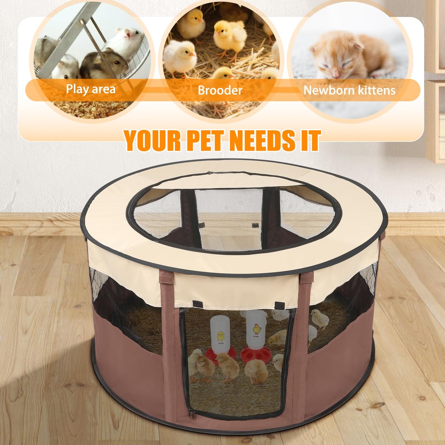 Chicken Brooder Box for Chick Starter Kit - 2025 Upgrade XL (Extra Large) Double Door Chick Brooder Pen/Chicken Playpen/Holds Up to 20 Baby Chicks, Ducklings, Quail