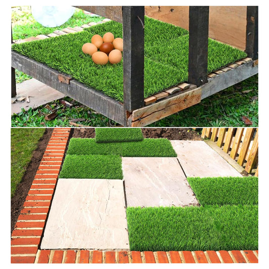 VERAMI Chicken Nesting Box Pads,12"x12" Washable Artificial Grass Rug Carpet Fake Grass Synthetic Turf Mat for Chicken Coop Pet Garden Lawn Indoor Outdoor (Green-6 pcs)