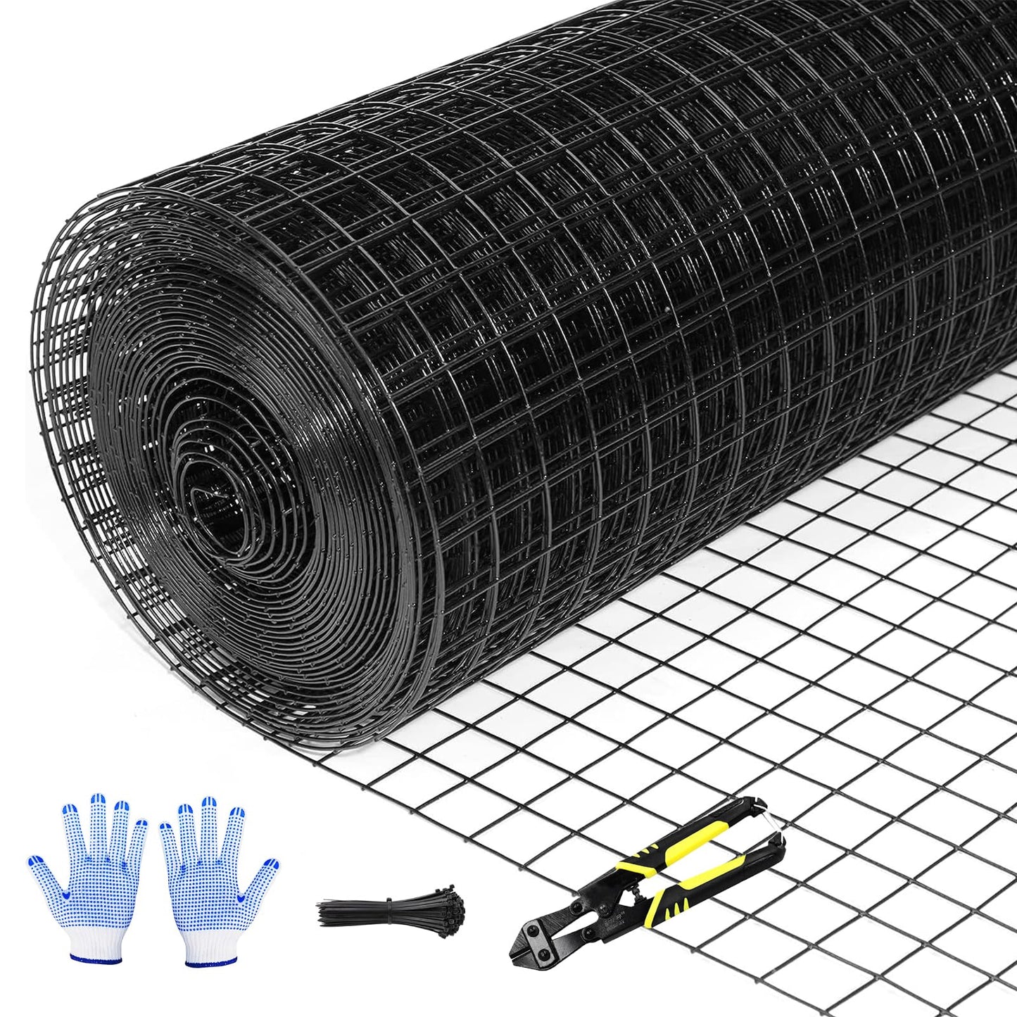 Tongmo 48" x 100' Black Hardware Cloth, 1inch Mesh Chicken Wire Fence, 19 Gauge Vinyl Coated Wire and Welded Wire Roll,Garden Fence, Poultry Netting for Rabbit/Duck/Chicken Coop