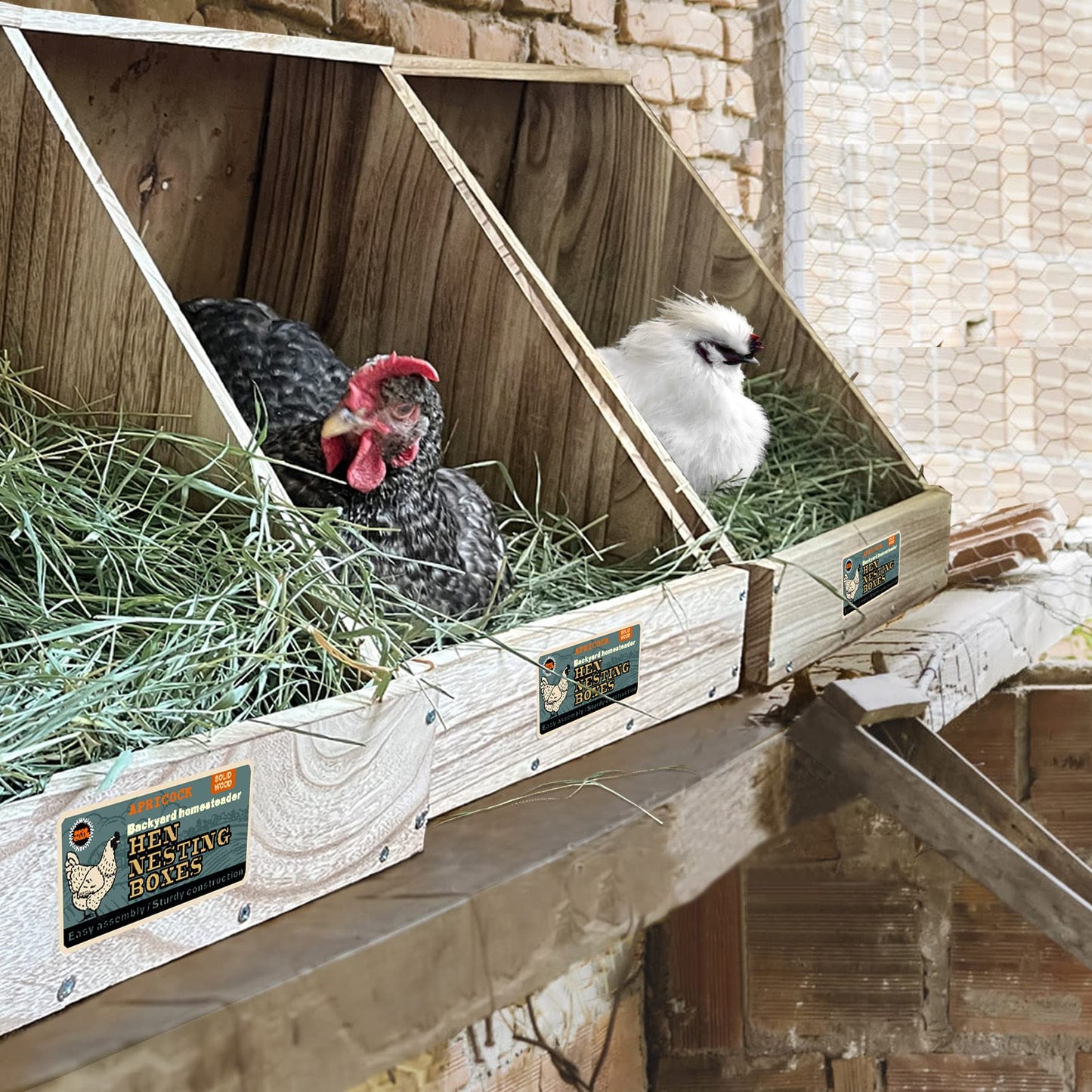 Single Compartment Hens Nesting Box, Chicken Coop Accessories, Wood Nesting Boxes for Up to 5 Hens, Big Duty Laying Nest Box for Duck and Poultry(1 Pack)
