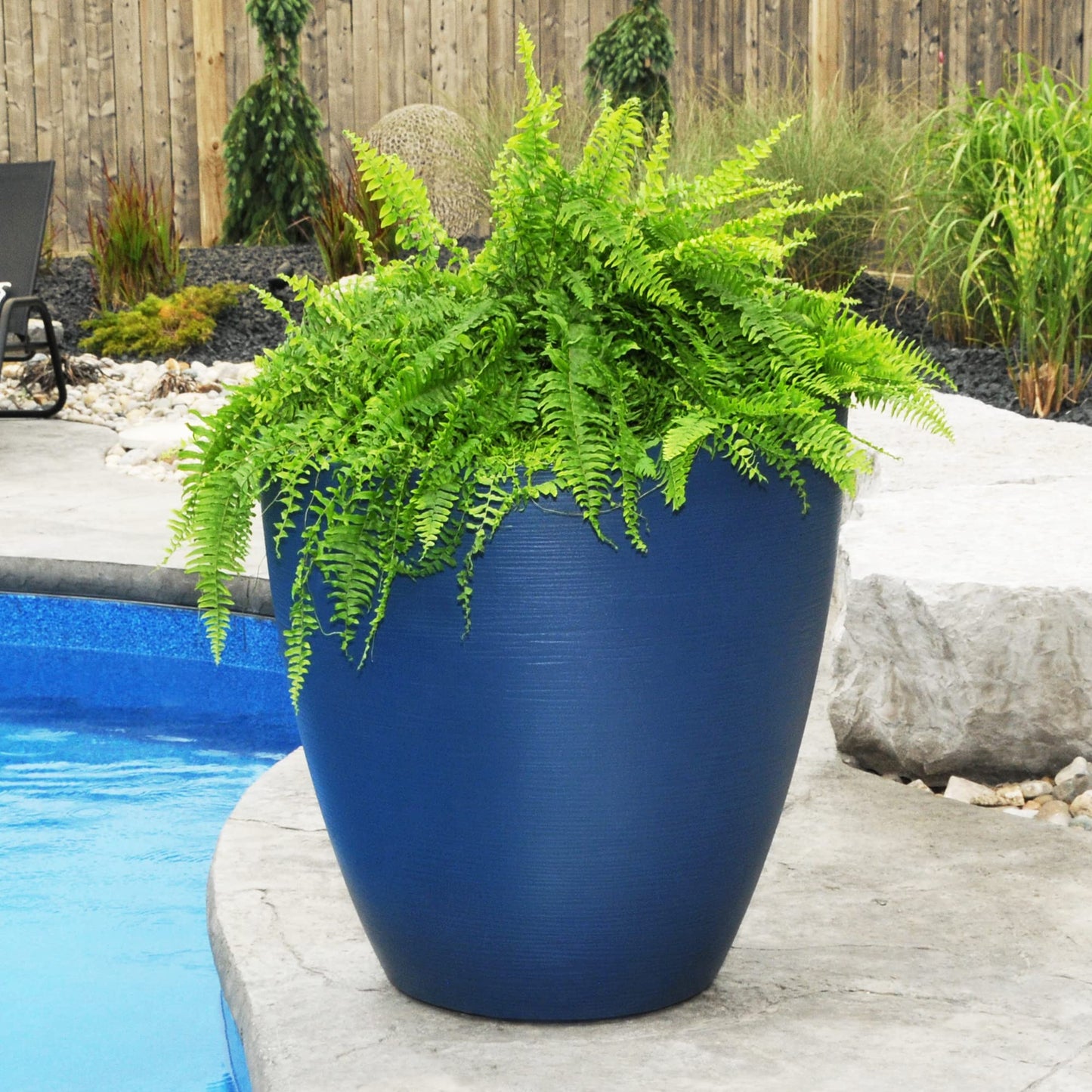 Mayne Modesto Round Planter with Sloped Top and Textured Finish