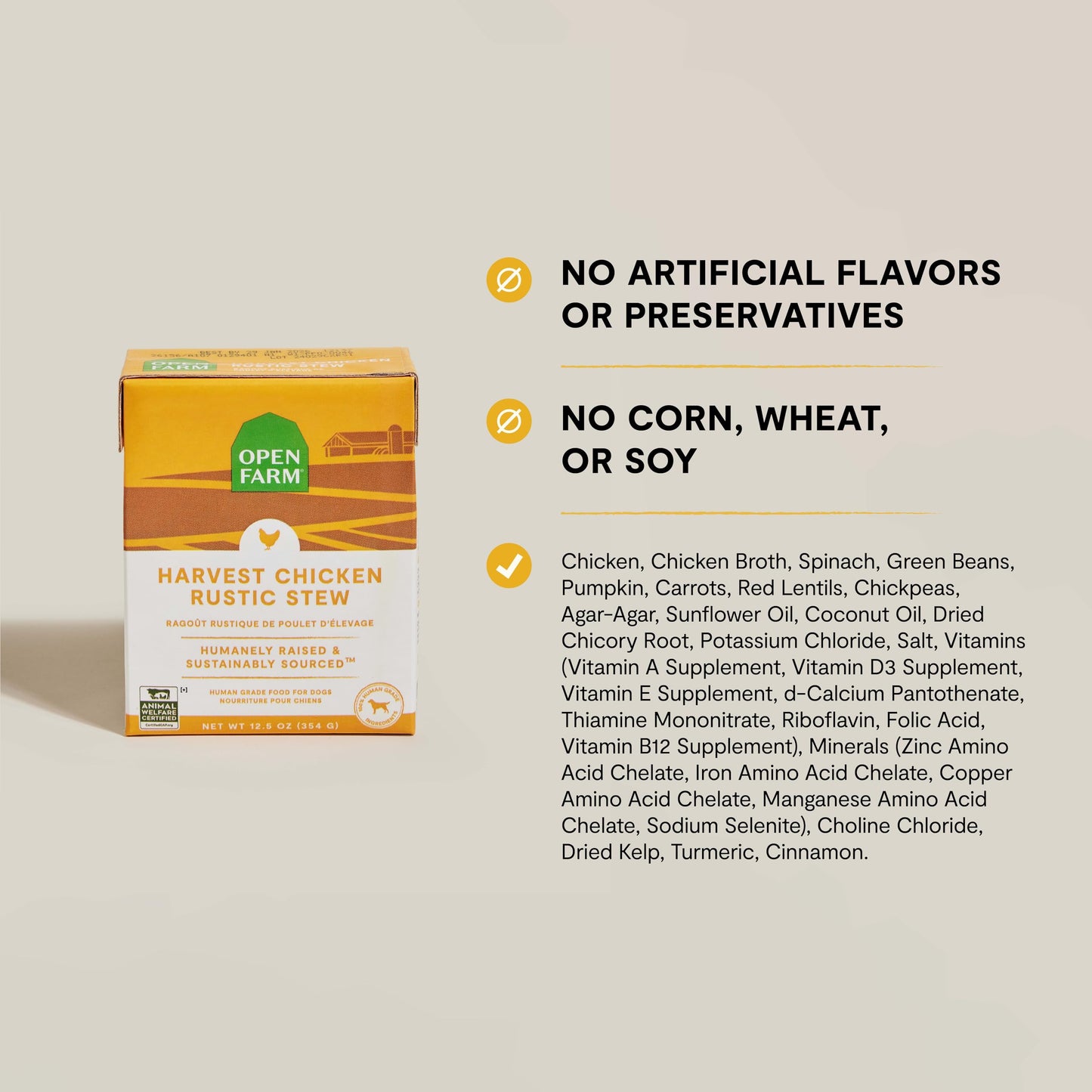 Open Farm Rustic Stews Wet Dog Food, Grain-Free, Complete & Balanced with Human-Grade Ingredients, Humanely-Raised Meat & Bone Broth, Harvest Chicken Recipe, 12.5oz Packs (Case of 12)