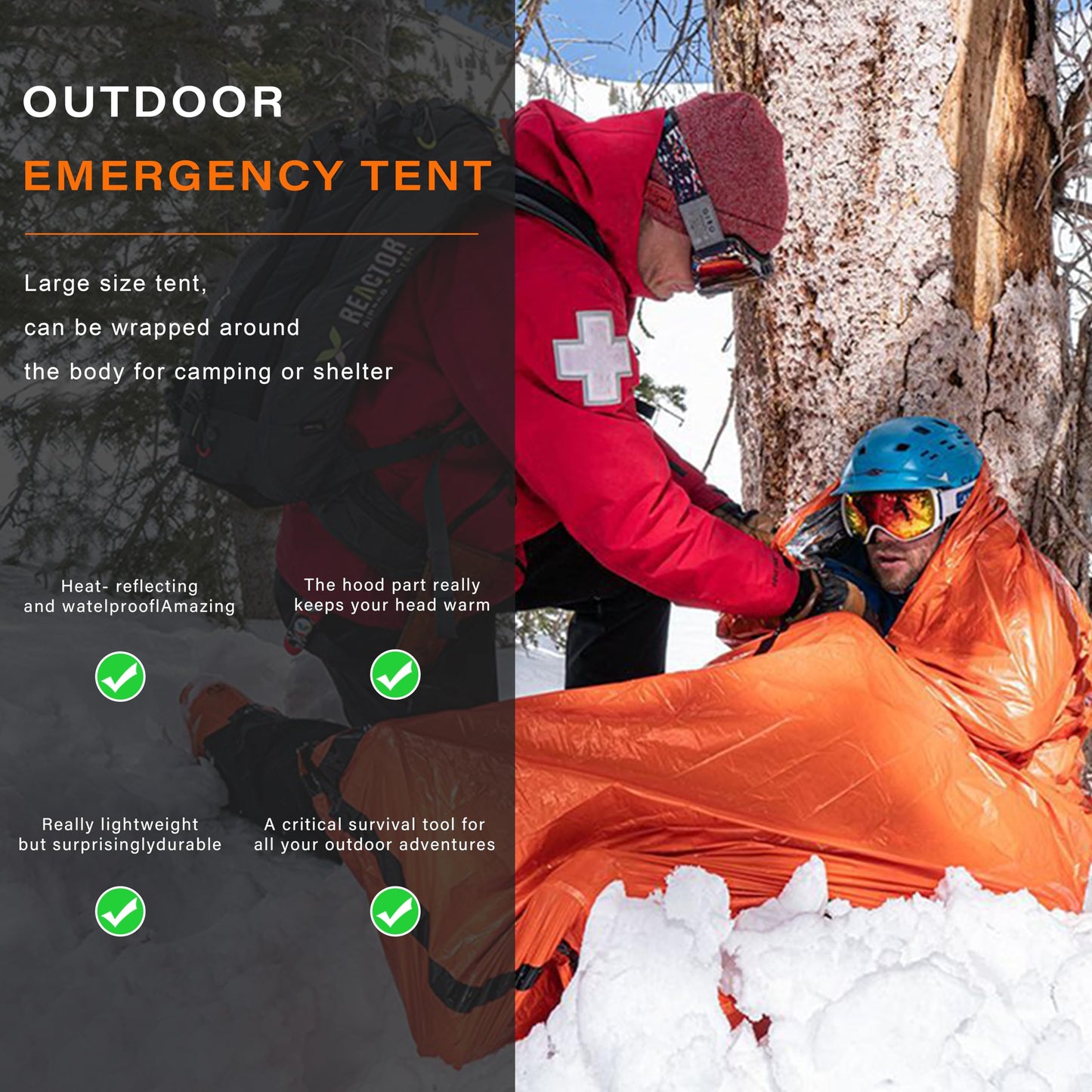 SunHalo Gear Emergency Survival Tent Shelter, 2 Person Emergency Tent with Emergency Whistle Emergency Shelter Tube Tent for Camping, Hiking, Backpacking