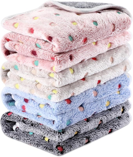 Reginary 4 Pcs Waterproof Guinea Pig Blankets Washable Small Animal Fleece Bedding Absorbent Guinea Pig Cage Liners Reusable Pet Pee Pad Sleep Mat for Hamster Ferret(Colorful Dot,24 x 47 Inch)