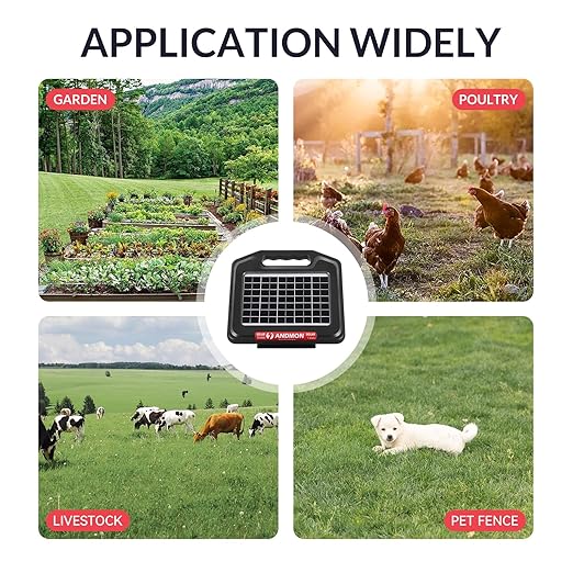 S1000 1 Joule Solar Fence Charger, 40 Miles Solar Electric Fence Charger for Livestock, Horses, Cattle Sheep, Portable and Super Tough