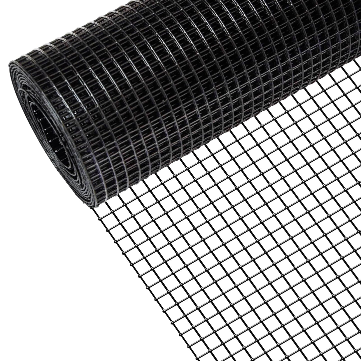 Zevemomo 48" x 100' 1/2inch Hardware Cloth, Black Vinyl Coated Chicken Wire Fence Galvanized Welded Mesh Roll for Home Garden Rabbit Cage