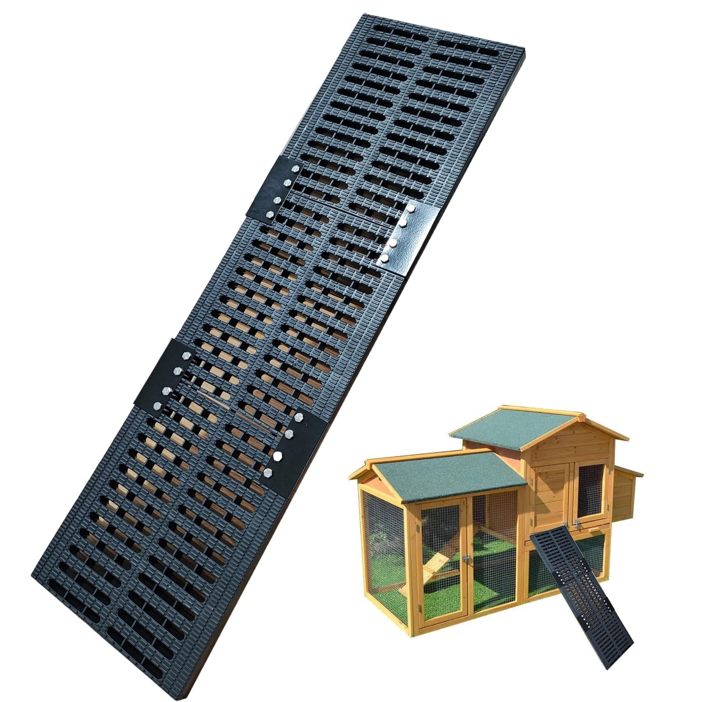 Chicken Coop Ramp, Outdoor Coop Henhouse Chicken Leg Problem or Cannot Fly Chickens, Waterproof and Rustproof, Heavy Duty Load Bearing Ladder (Black)