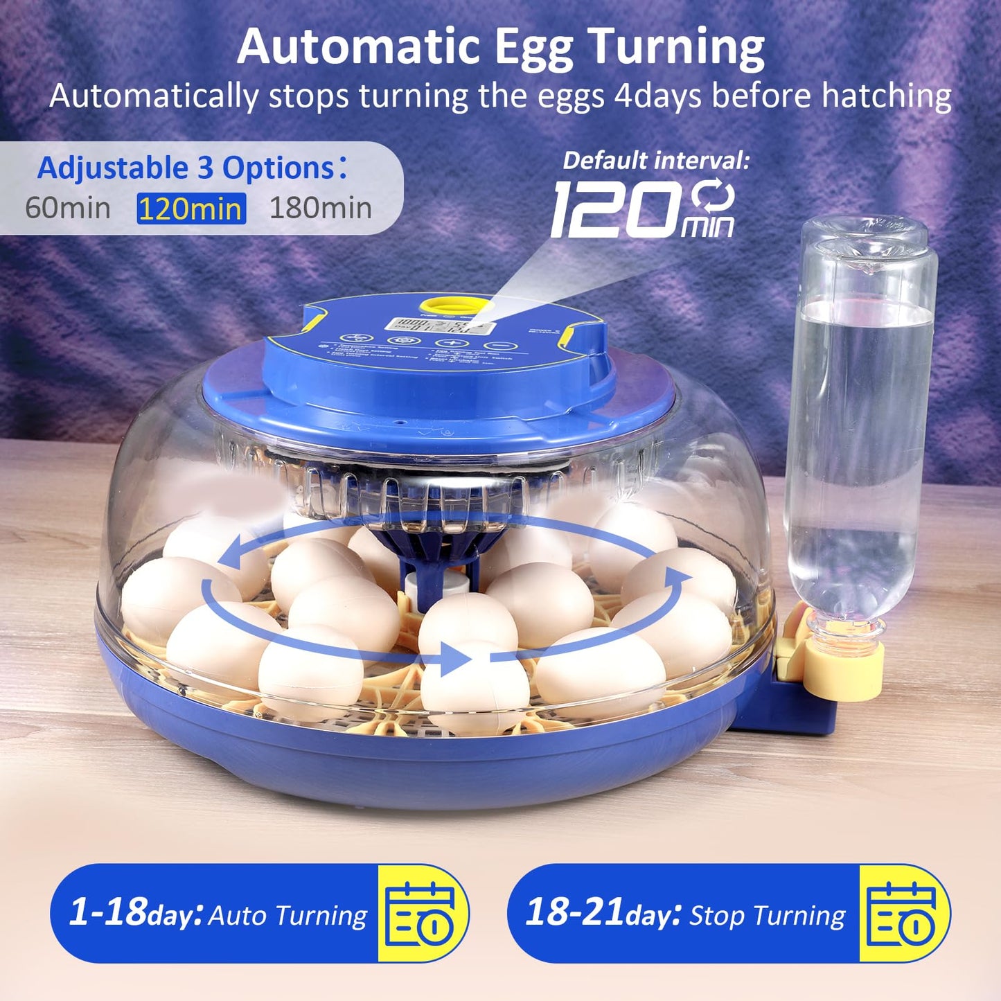 Incubators for Hatching Eggs, 18 Egg Incubator with Automatic Egg Turning and Humidity Control, 360° View Incubadora De Huevos De Gallina, Candler, Incubator for Chicken Eggs, Ducks, Goose, Quail