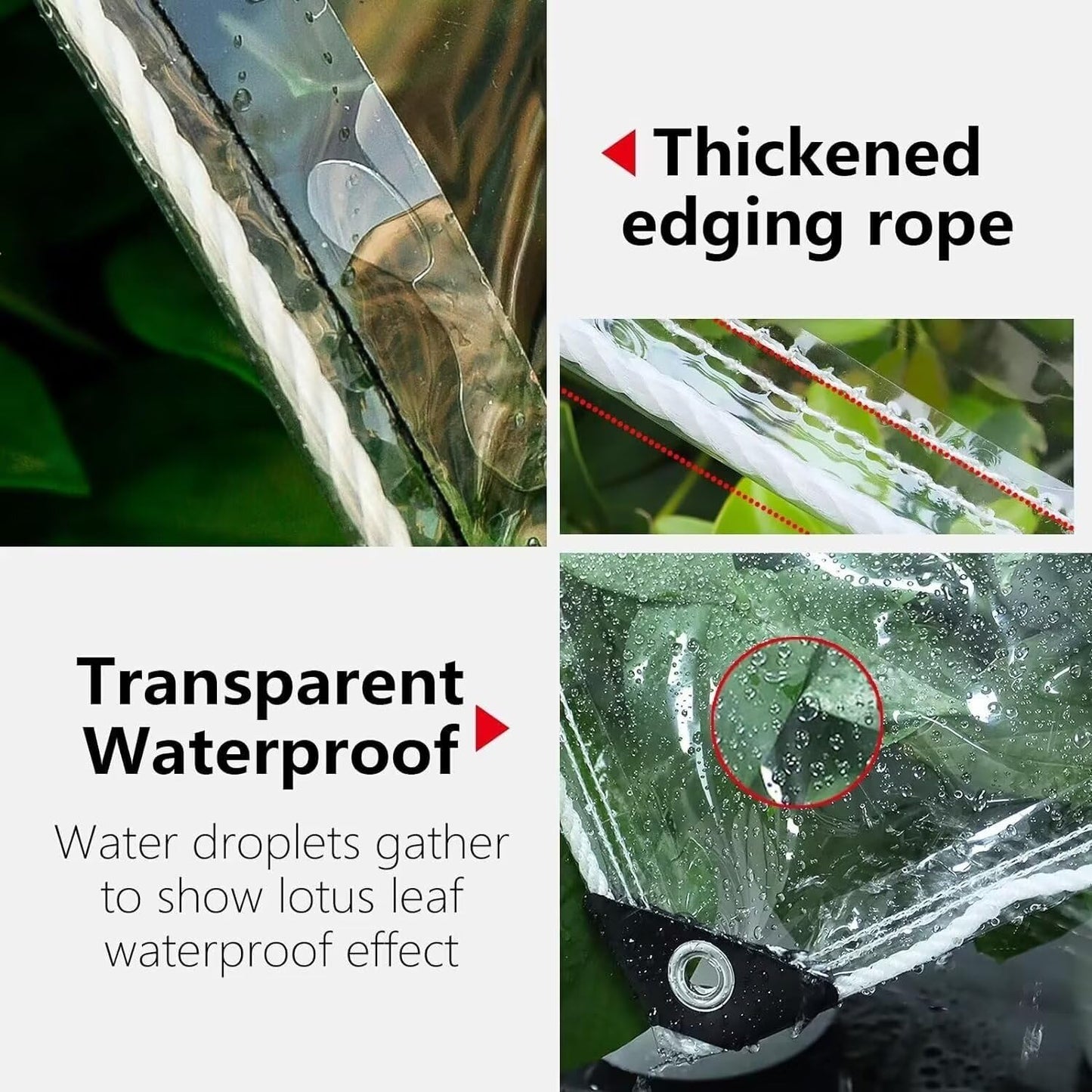 LOYID 12' X 16' Clear Vinyl Tarp, 14 Mil Clear Tarps Heavy Duty Water Resistant, 400g/m² Thickened Tear Resistant with Metal Grommets, for Patio Porch and Garden Chicken Coop