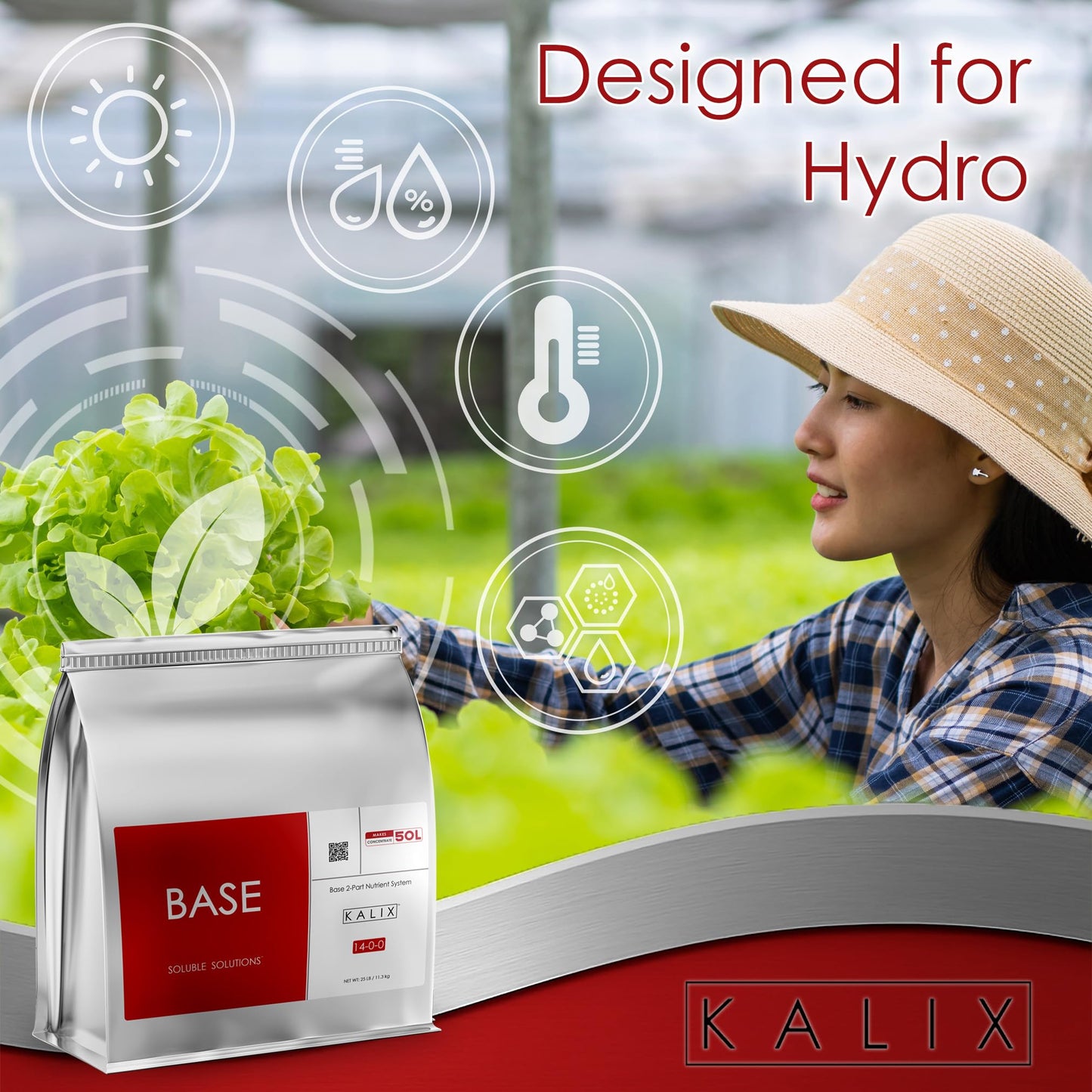 KALIX Base 14-0-0 | Hydroponic Calcium-Nitrogen Fertilizer | Fully Soluble Formula for Veg & Bloom Support | Iron Chelated | Stock Tank Ready | 2-Part System | 25lb