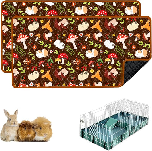 Guinea Pig Cage Liners, 2 Pack 49x24in Washable Guinea Pig Bedding, Waterproof Reusable & Anti Slip, Super Absorbent Guinea Pig Pee Pad for Small Animal, Rabbit, Bunny, Chinchilla