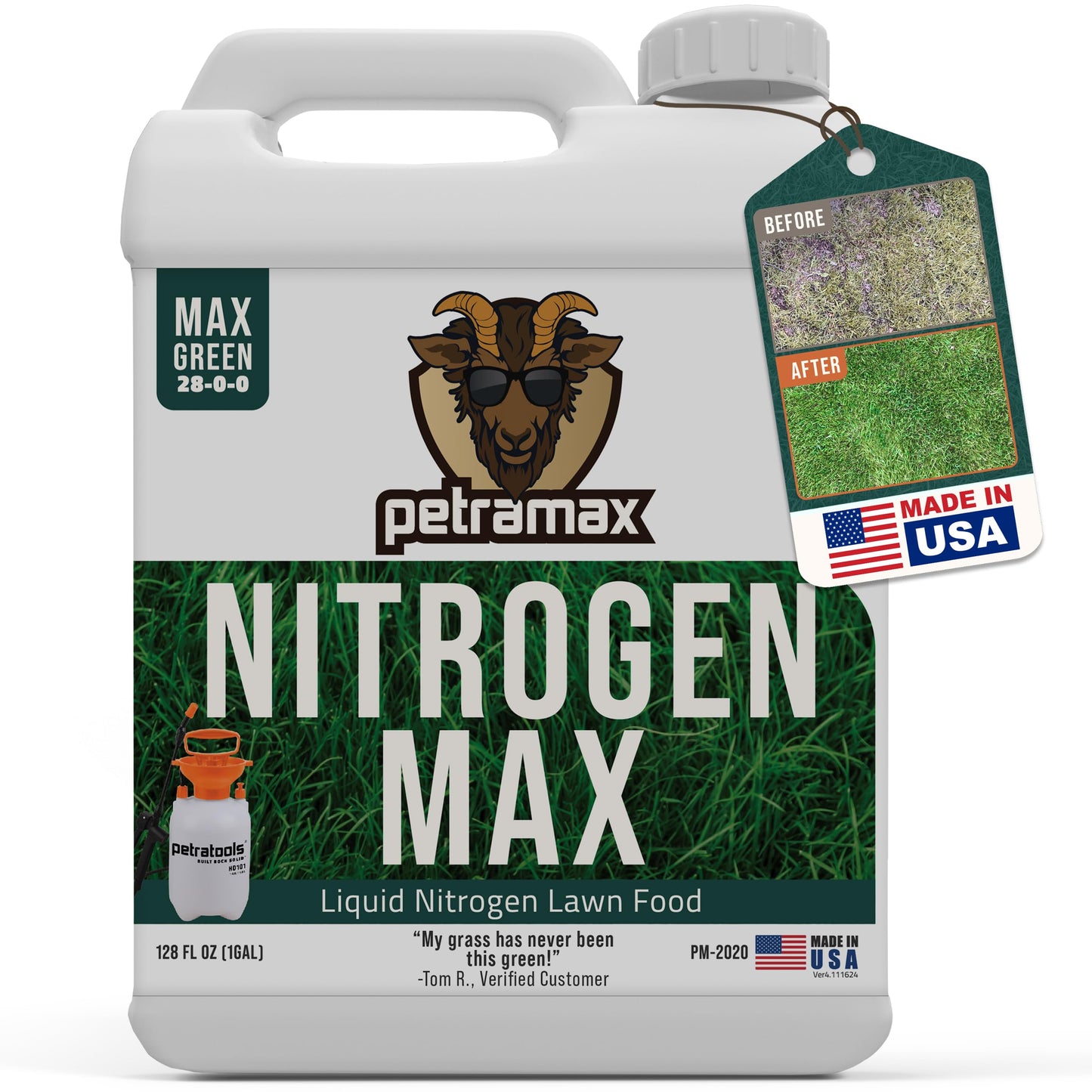 PetraTools Lawn Care Bundle, Battery-Powered Backpack Sprayer and Liquid Nitrogen Fertilizer