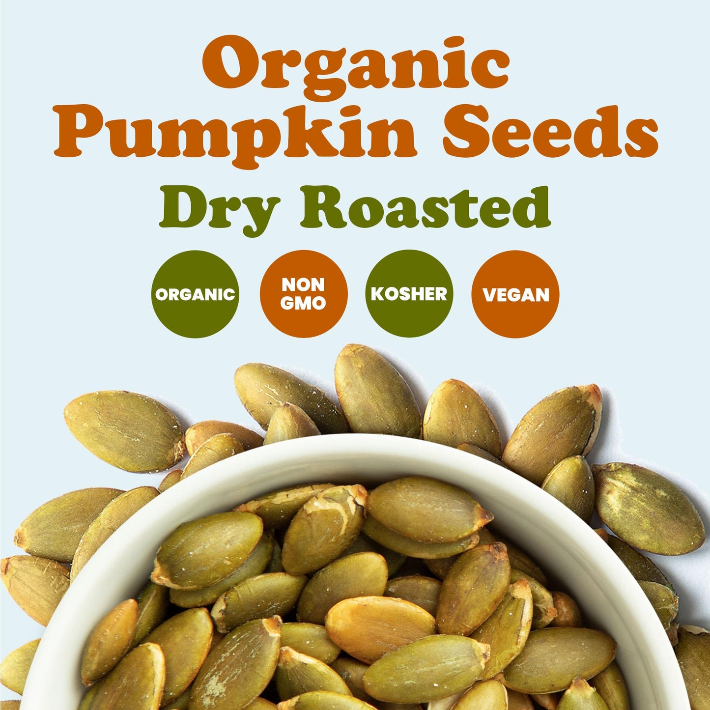 Food to Live Organic Dry Roasted Pumpkin Seed Kernels, 8 Pounds - Non-GMO, Unsalted, Oven Roasted Whole Pepitas, No Oil Added, Shelled, Vegan, Kosher, Keto, Bulk. Low in Carbs. High In Protein.