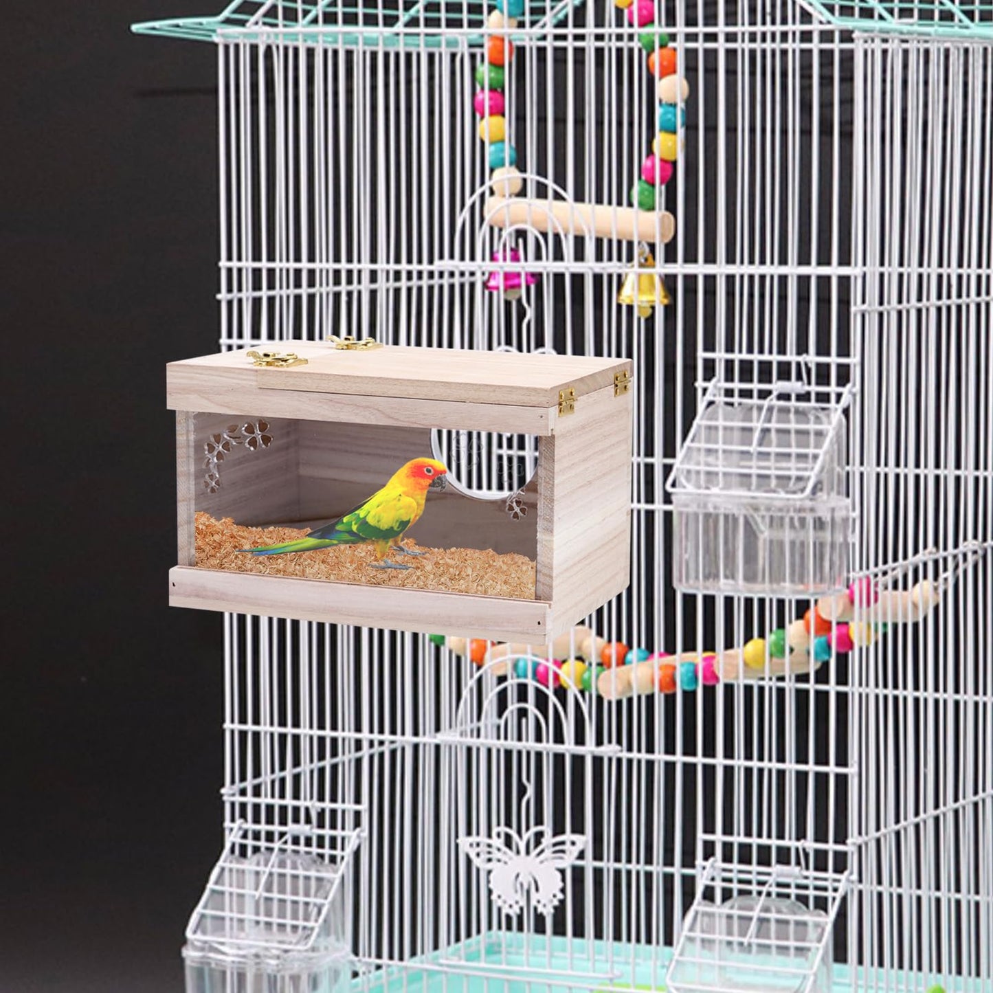 KHEARPSL Parakeet Nesting Box Transparent Bird Budgie Breeding Box Bird Nest Cage House for Lovebirds Cockatiels Parrots Budgie Finch Canary (Medium)