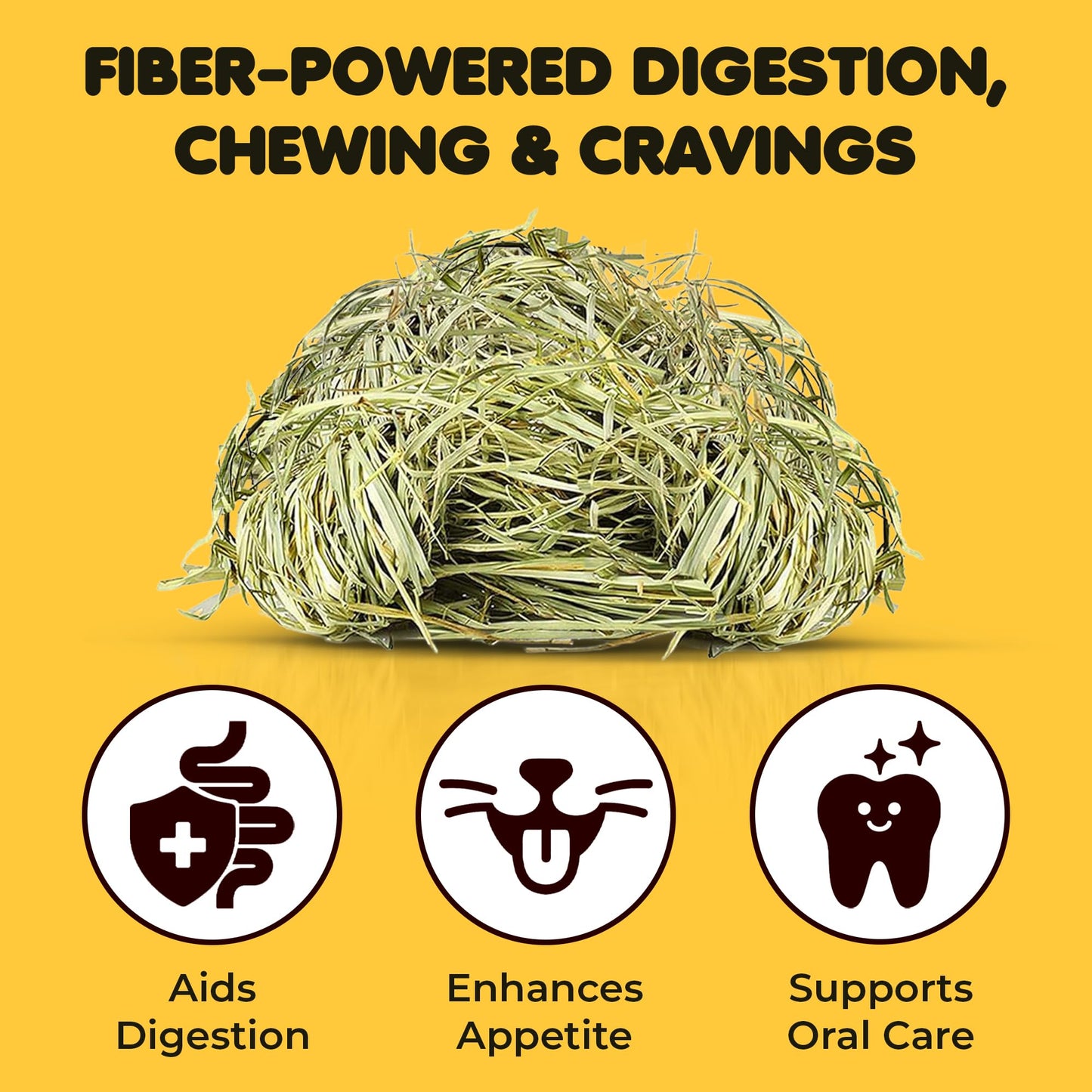 SunGrow Timothy Food, Ideal for Rabbits, Guinea Pigs, and Chinchillas, High-Fiber Hay for Digestion & Oral Care, Tasty Complement to Pets' Daily Meals, Vacuum-Sealed, Greenish Brown Grass, 3.5 oz
