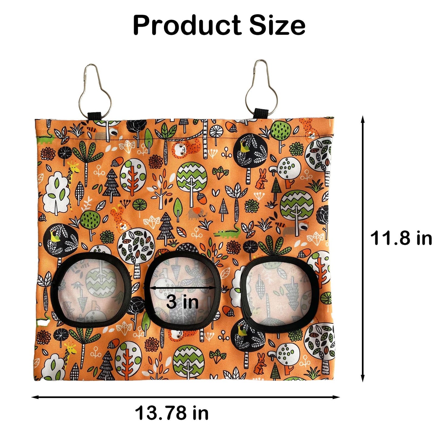 RMNHPTK Rabbit Hay Feeder Bag, Guinea Pig Hay Feeder for Cage Small Animal Hanging Feeding Bags Rabbit Hay Dispenser Storage for Rabbits Guinea Pigs Bunnies Chinchillas (Orange,Light Blue, 3 Hole)