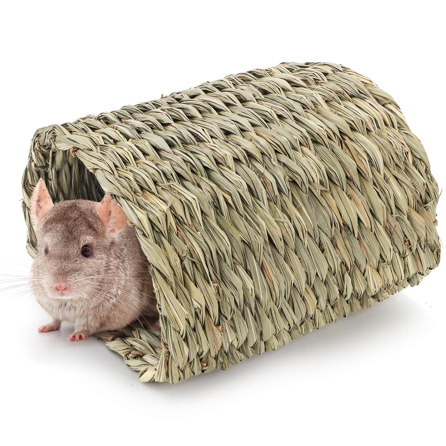 Yesland Rabbits Seagrass House Tunnel Hutch, Rabbits Natural Woven Hideaway Hut Hay Shelter for Bunny, Guinea Pigs, Chinchilla, Rats, Holland Hop, Cockatiels and Small